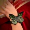 Zielony motyl Monarcha - skórzana spinka do włosów i/lub bransoleta - obrazek 2