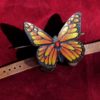 Czerwony motyl Monarcha - skórzana spinka do włosów i/lub bransoleta - obrazek 4