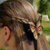 Czerwony motyl Monarcha - skórzana spinka do włosów i/lub bransoleta - obrazek 2