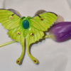 Luna Moth ćma księżycowa skórzana spinka do włosów z jadeitem - obrazek 8