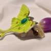 Luna Moth ćma księżycowa skórzana spinka do włosów z jadeitem - obrazek 3