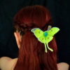 Luna Moth ćma księżycowa skórzana spinka do włosów z jadeitem - obrazek 6
