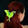 Luna Moth ćma księżycowa skórzana spinka do włosów z jadeitem - obrazek 4